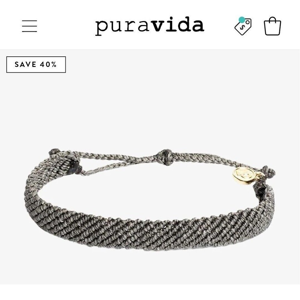 NWT PURA VIDA WIDE WOVEN GRAY FLAT BRAIDED CUFF BRACELET